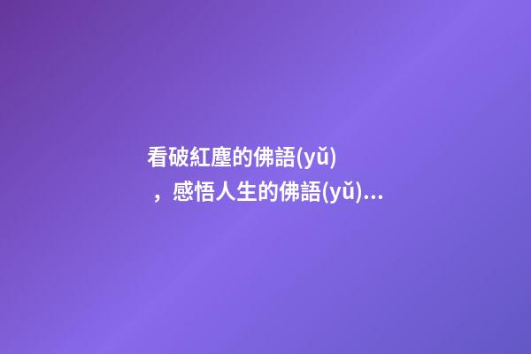 看破紅塵的佛語(yǔ)，感悟人生的佛語(yǔ)禪心-第1張-觀點(diǎn)-玄機(jī)派